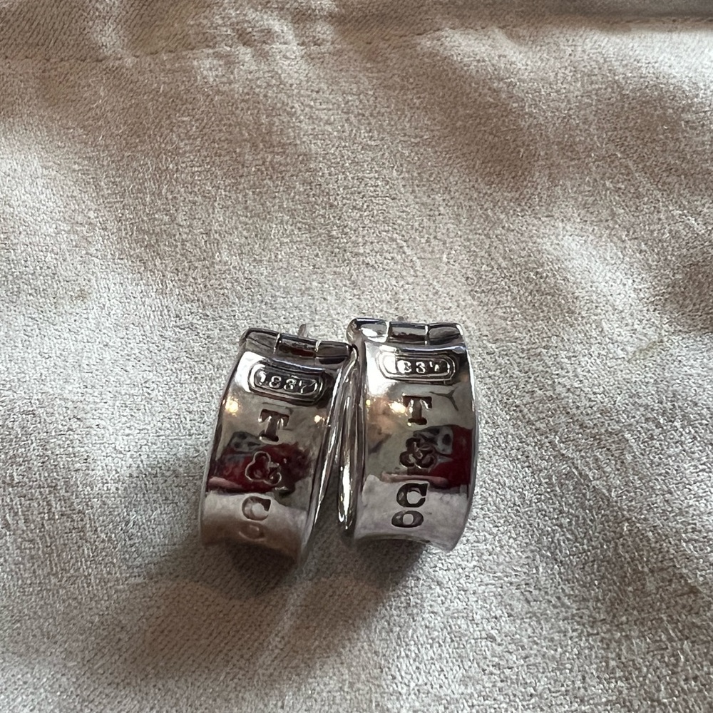 TIFFANY & CO. Vintage 1837 Wide Hoop Sterling Earrings